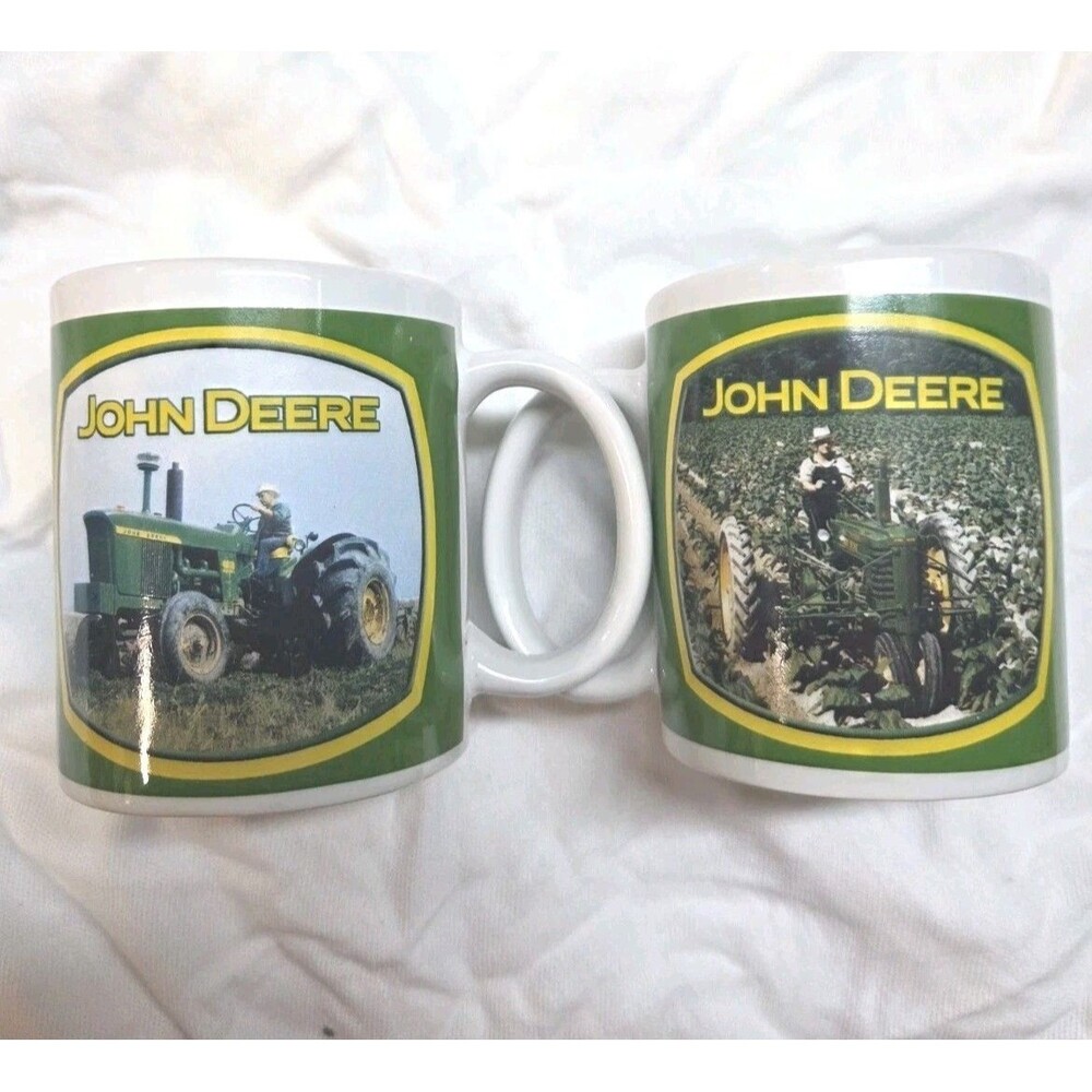 Lot 2 John Deere Coffee Mugs Houston Harvest Vintage Modern Tractors Licensed